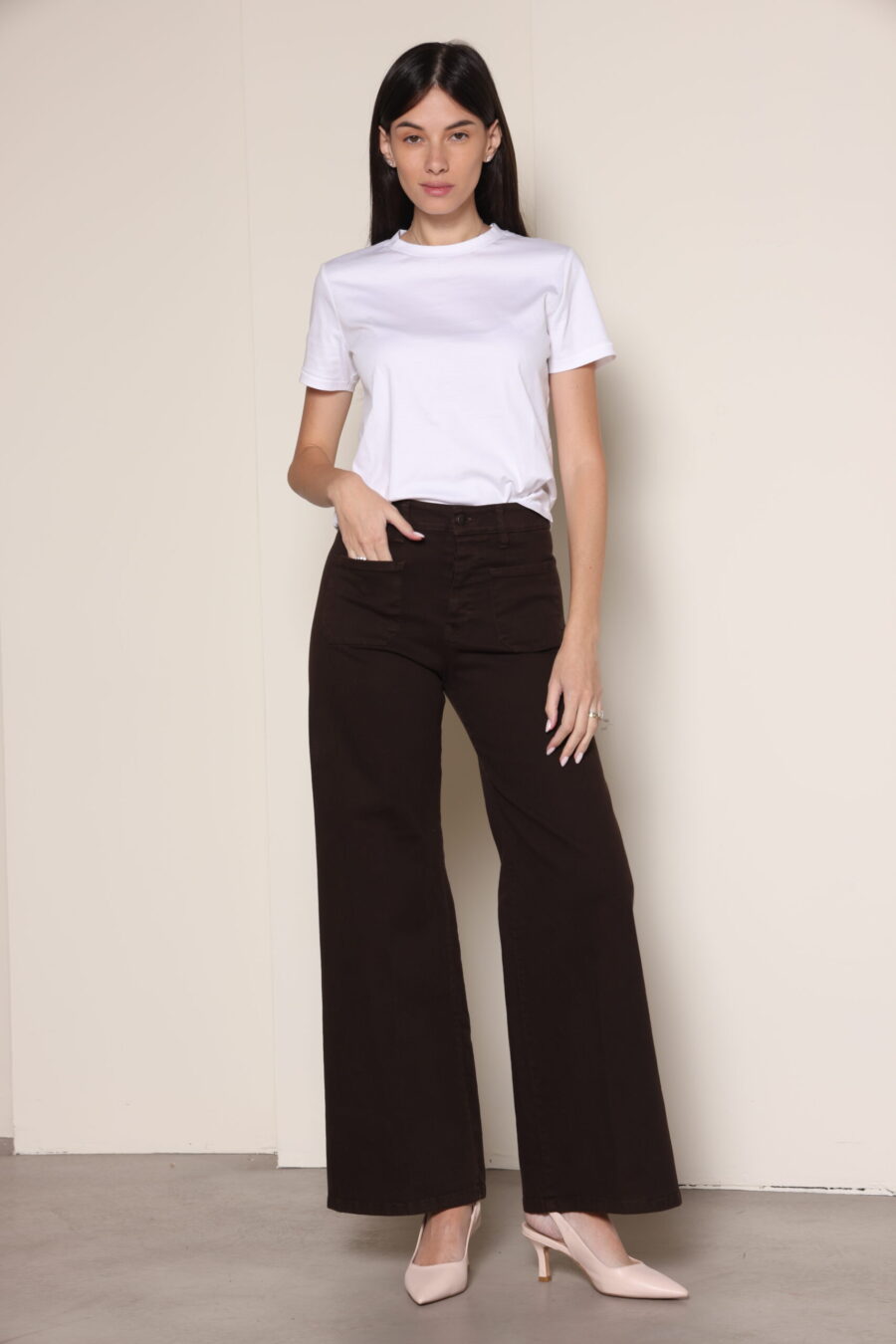 מכנס כותנה איימה חום שוקולד