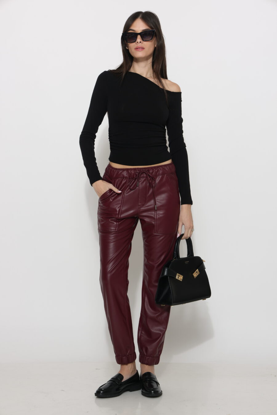 מכנס עור פורסטר בורדו