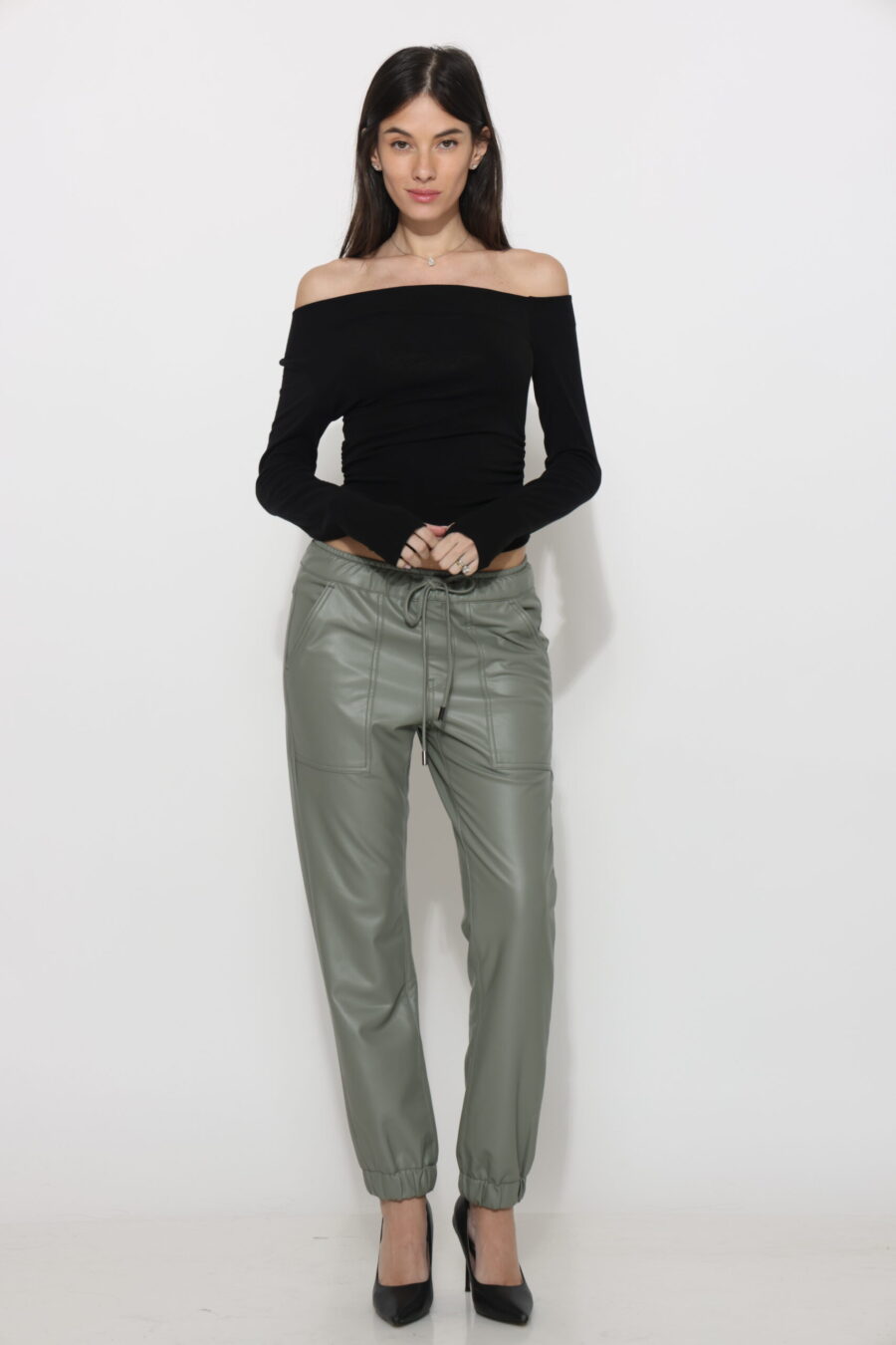 מכנס עור פורסטר ירוק בהיר