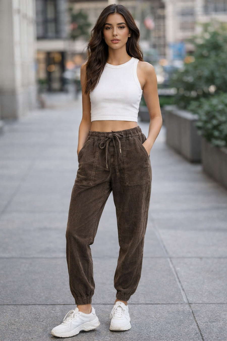 מכנס קורדרוי מונסה חום שוקולד