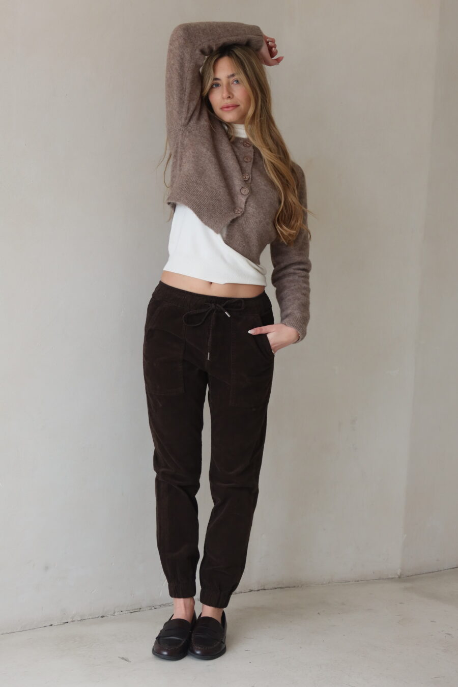 מכנס קורדרוי מונסה חום שוקולד